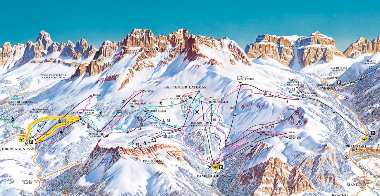 Narty w Val di Fiemme - Obereggen. Mapa tras, opinie i przewodnik po